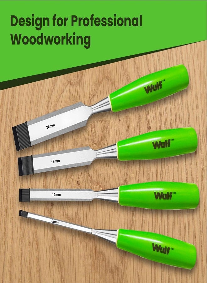 WULF Professional Wood Chisel Set (0.25-1 Inch) | Set of 4 Durable Woodworking Chisels | Heat-Treated Steel Blades with Comfortable Grip Handles | Ideal for Carpentry, Craft, and DIY Projects - Image 2